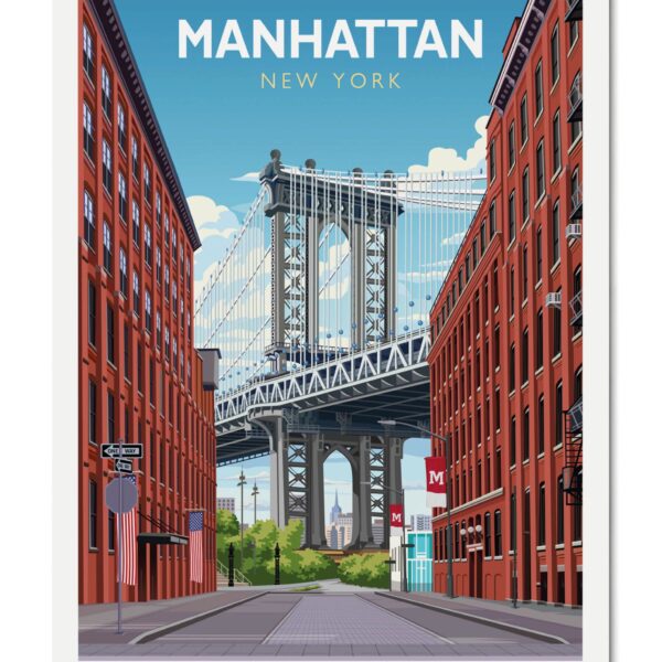 Manhattan Bridge | Travel Poster Print NY | United States